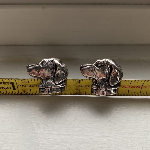 Pair of Silver-tone Pewter-like Spaniel Cufflinks - Picture 1 of 8